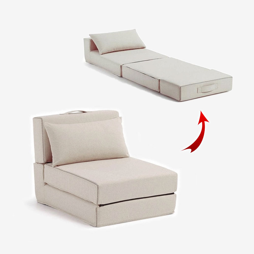 Fauteuil Lit Pliable Avec Coussin Couleur Beige