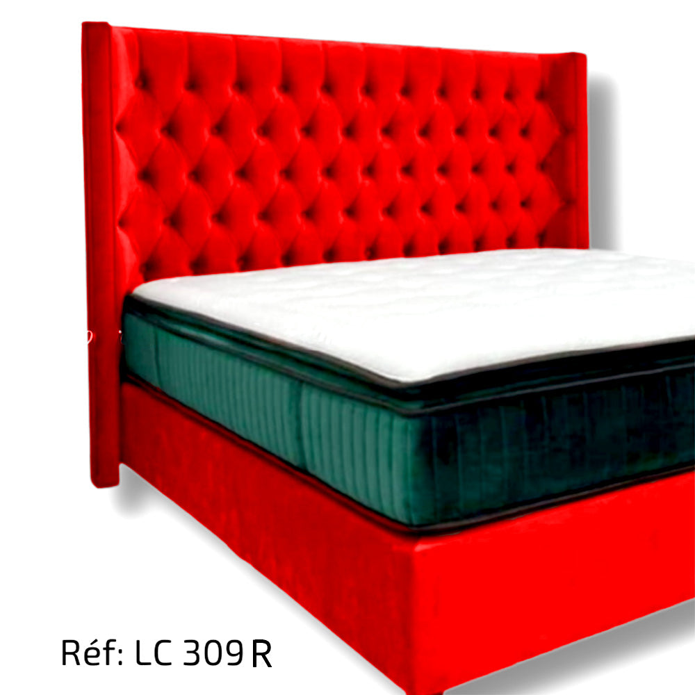 Lit Capitonné Tissu Anti-taches Haute Qualité Rouge