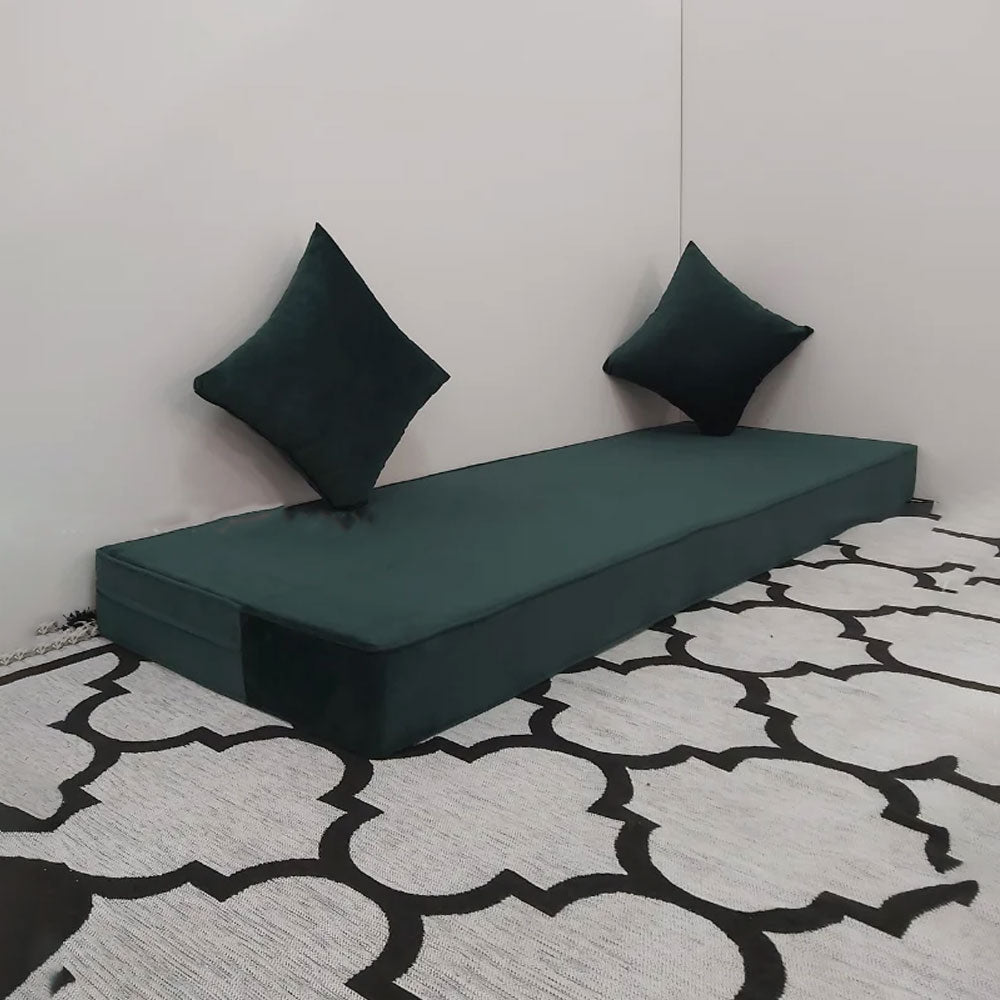 Matelas Mousse Avec 2 coussins Hauteur 14cm Tissu Anti Tâche vert