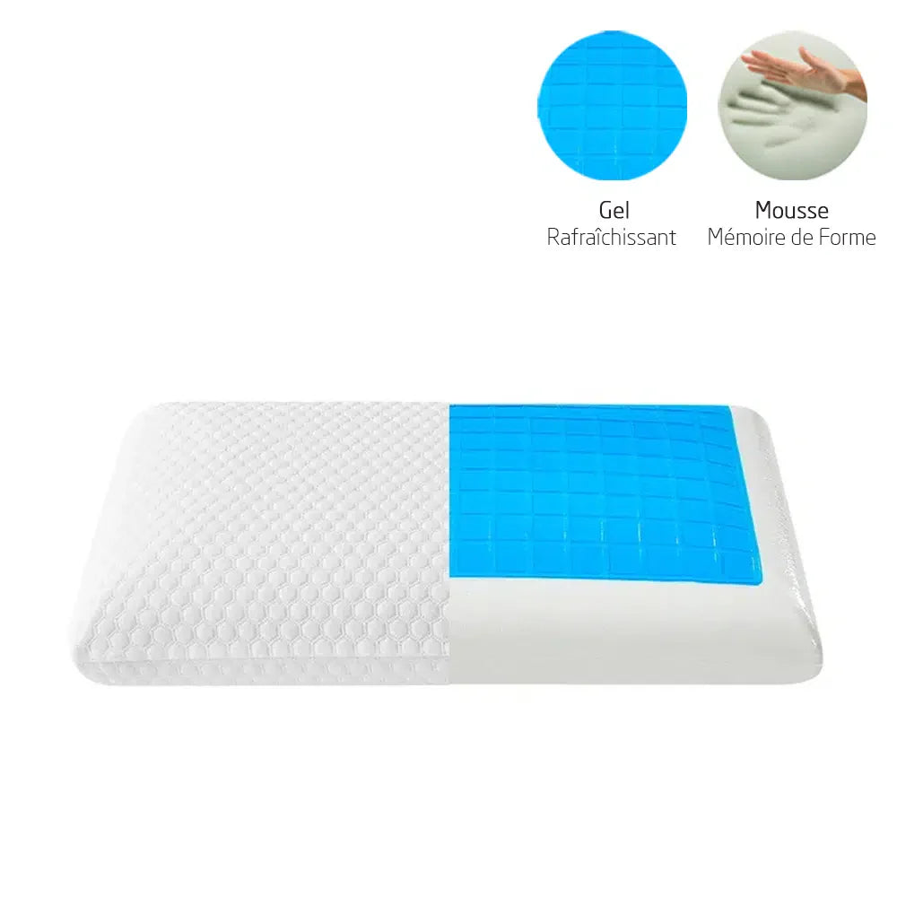 Oreiller ViscoNight Gell Orthopédique en Mousse à Mémoire et Gel Rafraîchissant