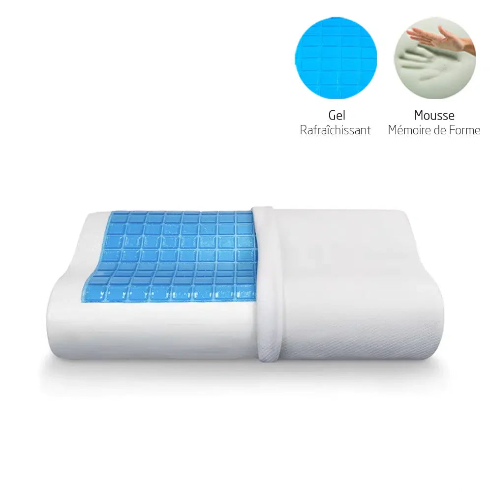 Oreiller ViscoQueen Gell Orthopédique en Mousse à Mémoire et Gel Rafraîchissant