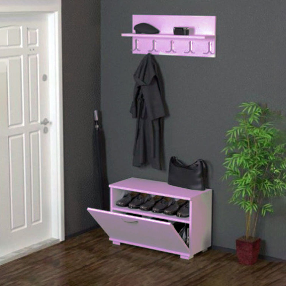 Porte Manteaux et Chaussures 2 en 1 Mauve Claire