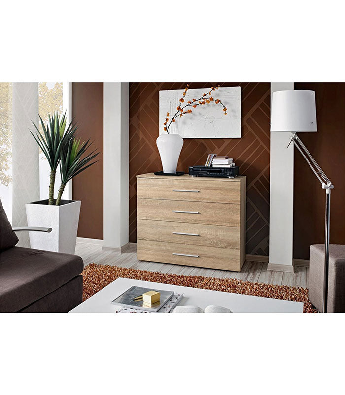 Commode Avec 4 Tiroirs Couleur Chêne