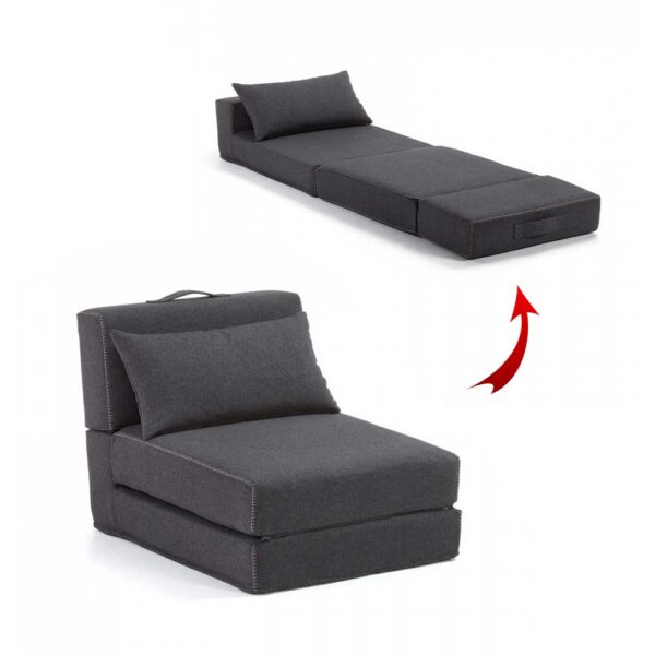 Fauteuil Lit Pliable Avec Coussin Couleur Noir