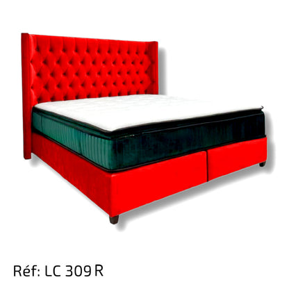 Lit Capitonné Tissu Anti-taches Haute Qualité Rouge