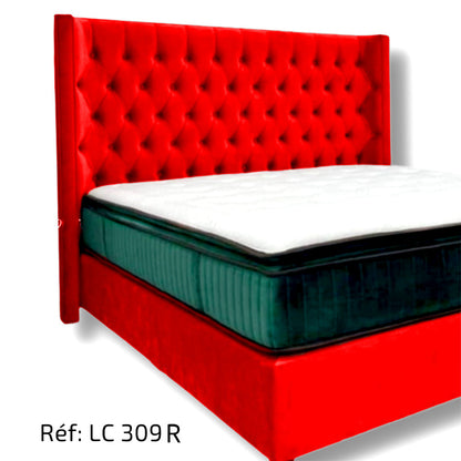 Lit Capitonné Tissu Anti-taches Haute Qualité Rouge