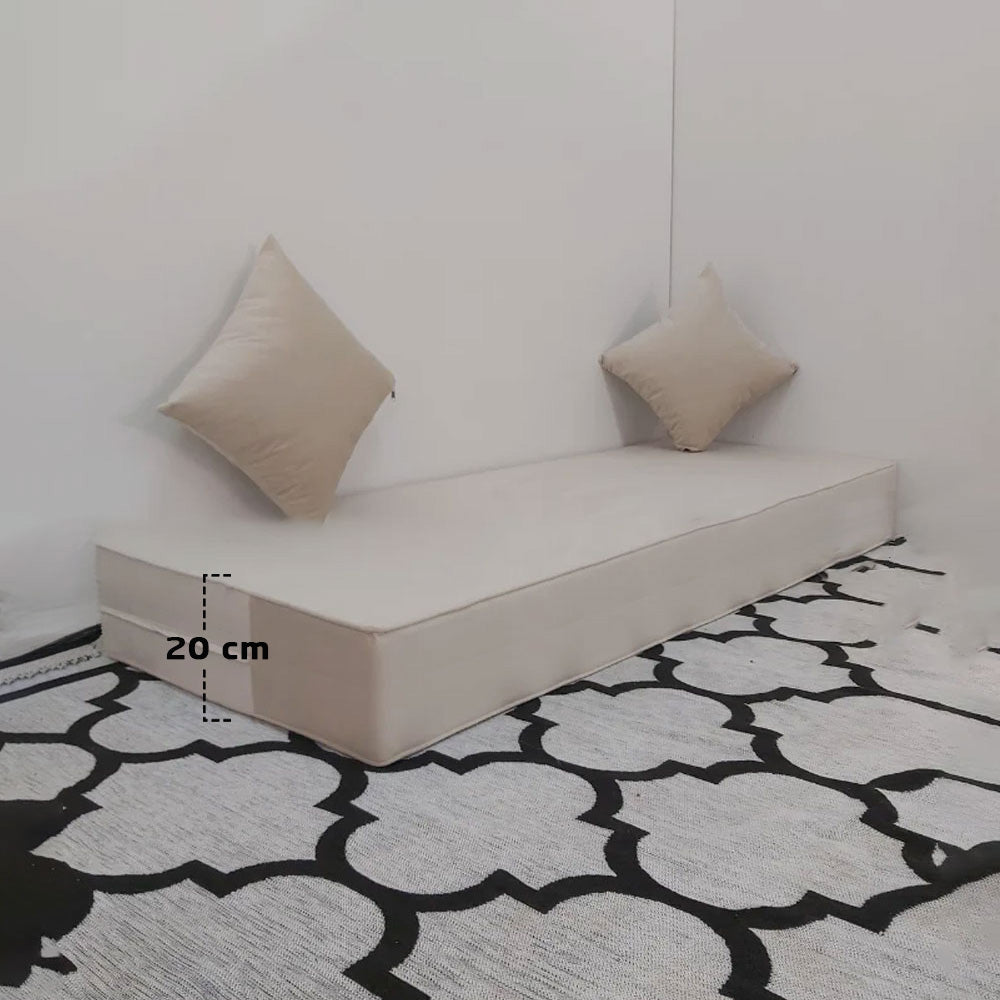 Matelas Mousse Avec 2 Coussins Hauteur 20 cm Tissu Anti Tâche Beige