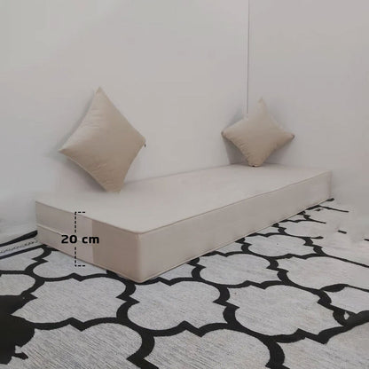 Matelas Mousse Avec 2 Coussins Hauteur 20 cm Tissu Anti Tâche Beige