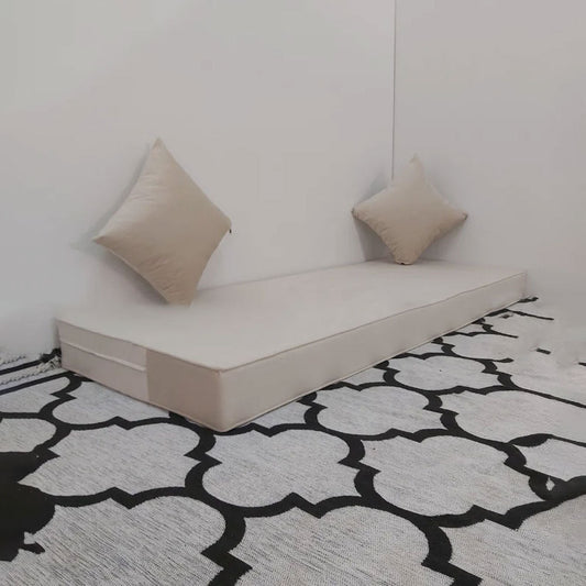 Matelas Mousse Avec 2 coussins Hauteur 14cm Tissu Anti Tâche beige