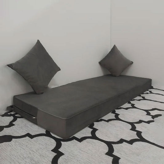 Matelas Mousse Avec 2 coussins Hauteur 14cm Tissu Anti Tâche gris