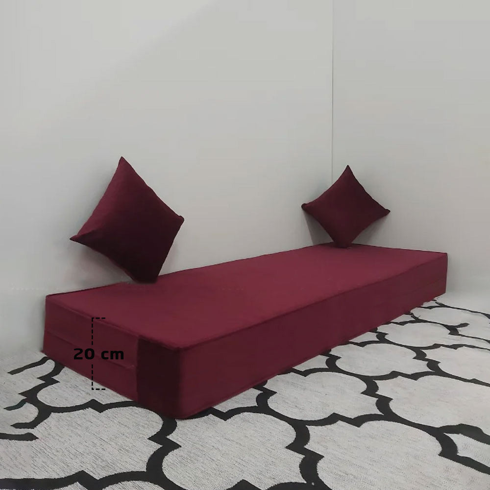 Matelas Mousse Avec 2 Coussins Hauteur 20 cm Tissu Anti Tâche bordeau