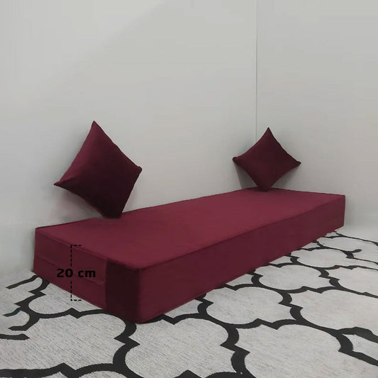 Matelas Mousse Avec 2 Coussins Hauteur 20 cm Tissu Anti Tâche bordeau