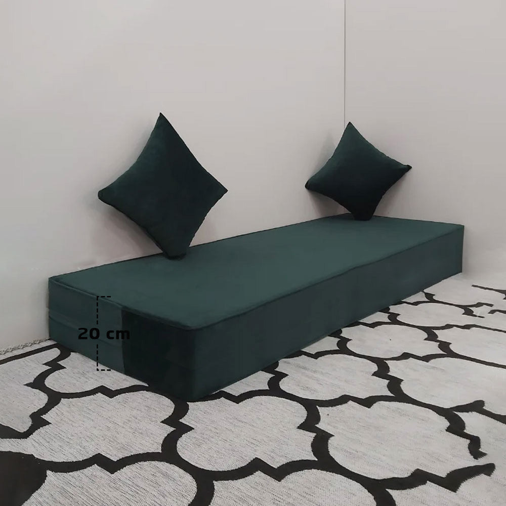 Matelas Mousse Avec 2 Coussins Hauteur 20 cm Tissu Anti Tâche vert