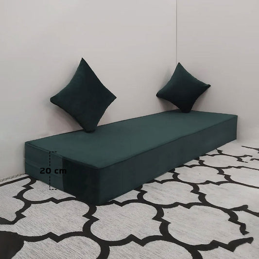 Matelas Mousse Avec 2 Coussins Hauteur 20 cm Tissu Anti Tâche vert