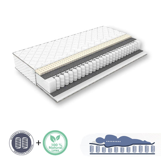 Matelas à Ressort Ensaché + Latex Naturel OrthoPlus 1 Place