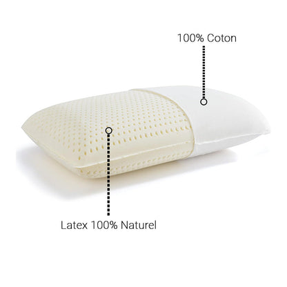 Oreiller en Latex 100 % Naturel Ultra Respirant et Confortable