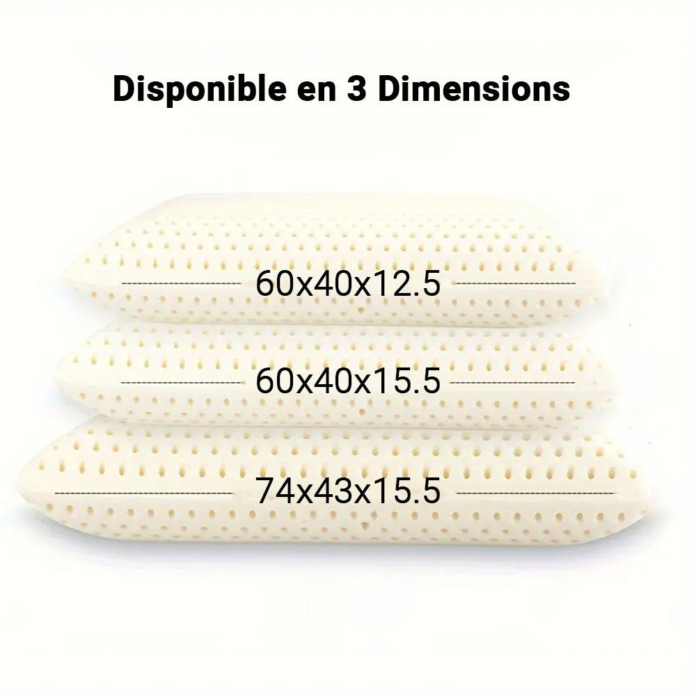 Oreiller en Latex 100 % Naturel Ultra Respirant et Confortable