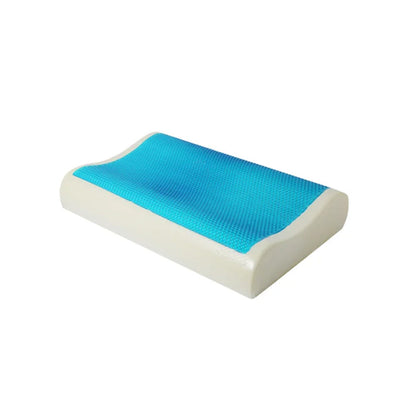 Oreiller Ergonomique Courbée Viscogel en Mousse à Mémoire de Forme et Gel Ultra Rafraîchissant