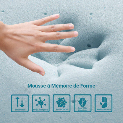 Oreiller Ergonomique Courbée Viscogel en Mousse à Mémoire de Forme et Gel Ultra Rafraîchissant