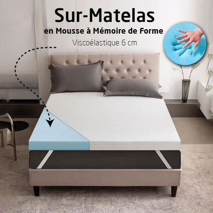 Sur-Matelas en Mousse à Mémoire de Forme Viscoélastique 6 cm