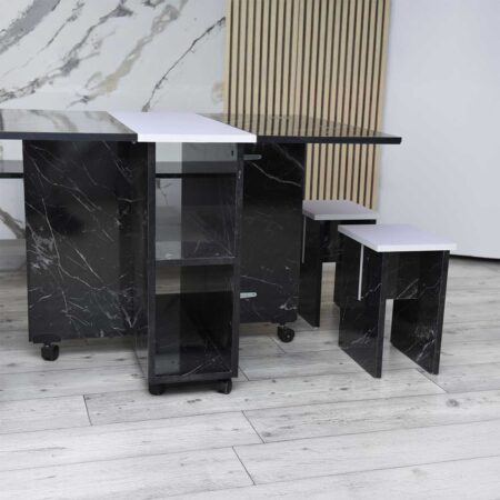 Table Pliable Multifonctionnelle Avec 4 Chaises Marbré
