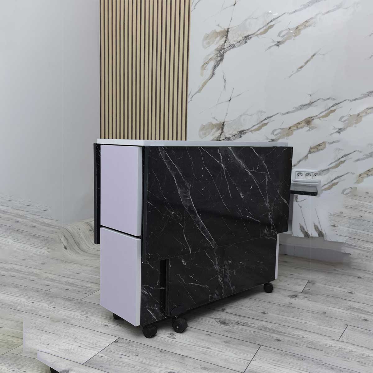 Table Pliable Multifonctionnelle Avec 4 Chaises Marbré