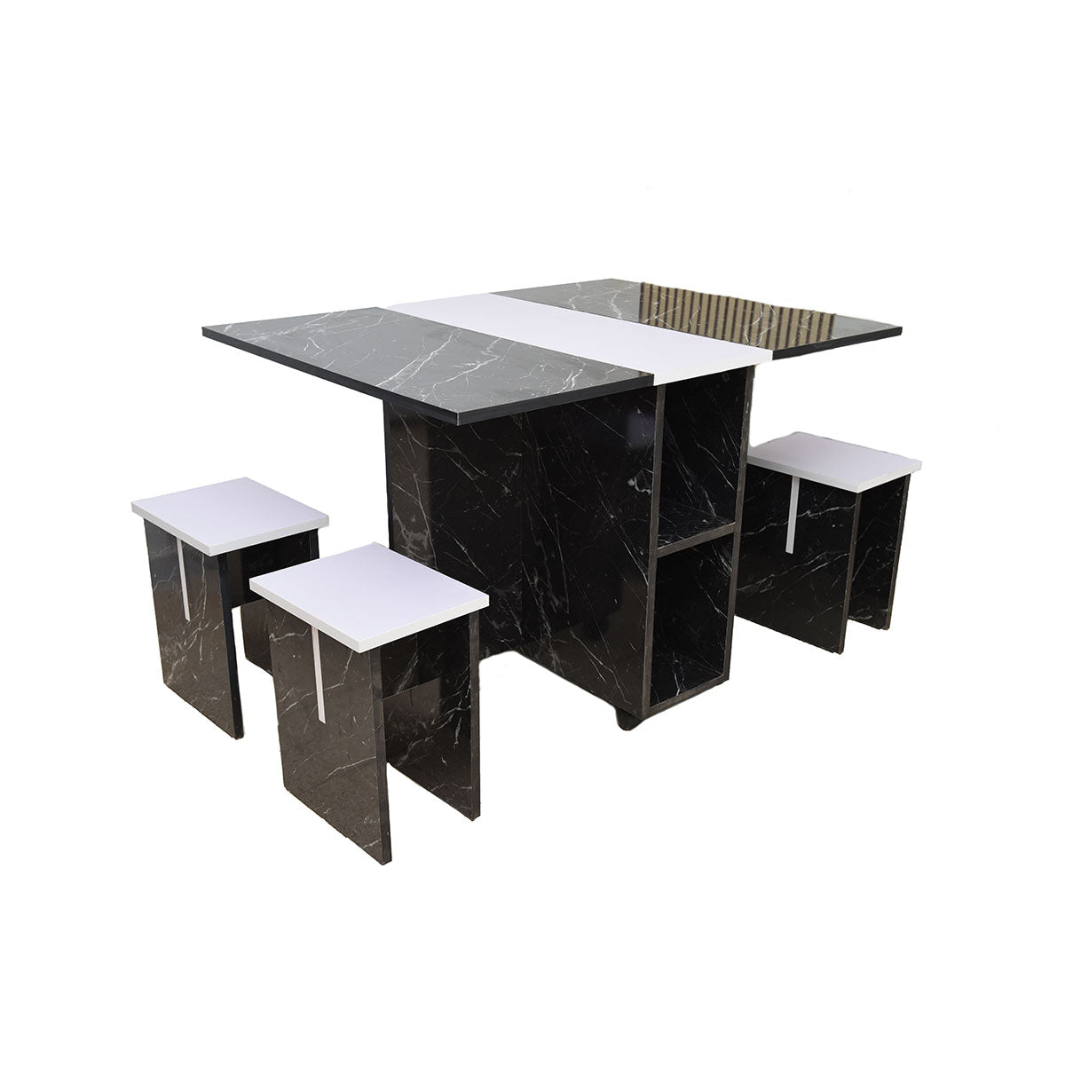 Table Pliable Multifonctionnelle Avec 4 Chaises Marbré