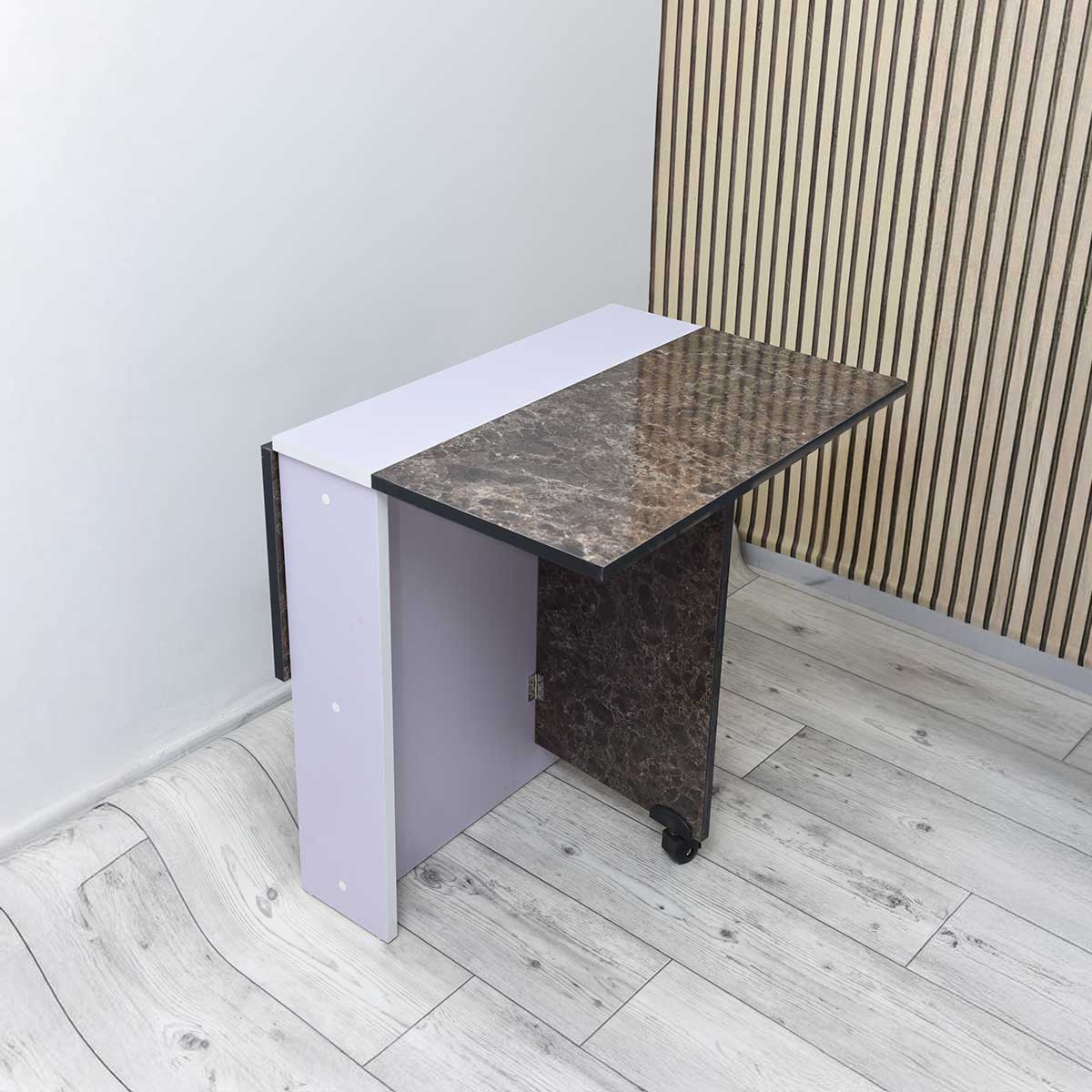 Table à Manger Pliante Multifonctionnelle Couleur Marbré