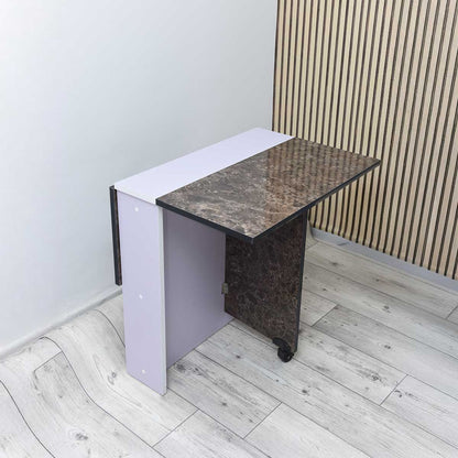 Table à Manger Pliante Multifonctionnelle Couleur Marbré