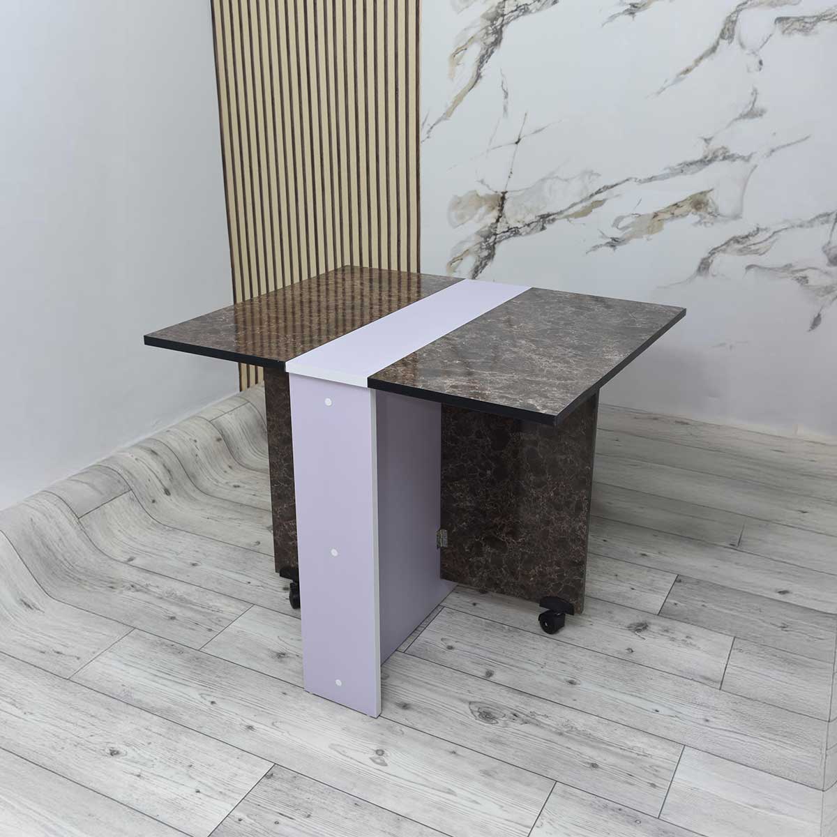 Table à Manger Pliante Multifonctionnelle Couleur Marbré