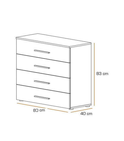 Commode avec 4 tiroirs -couleur Blanc-