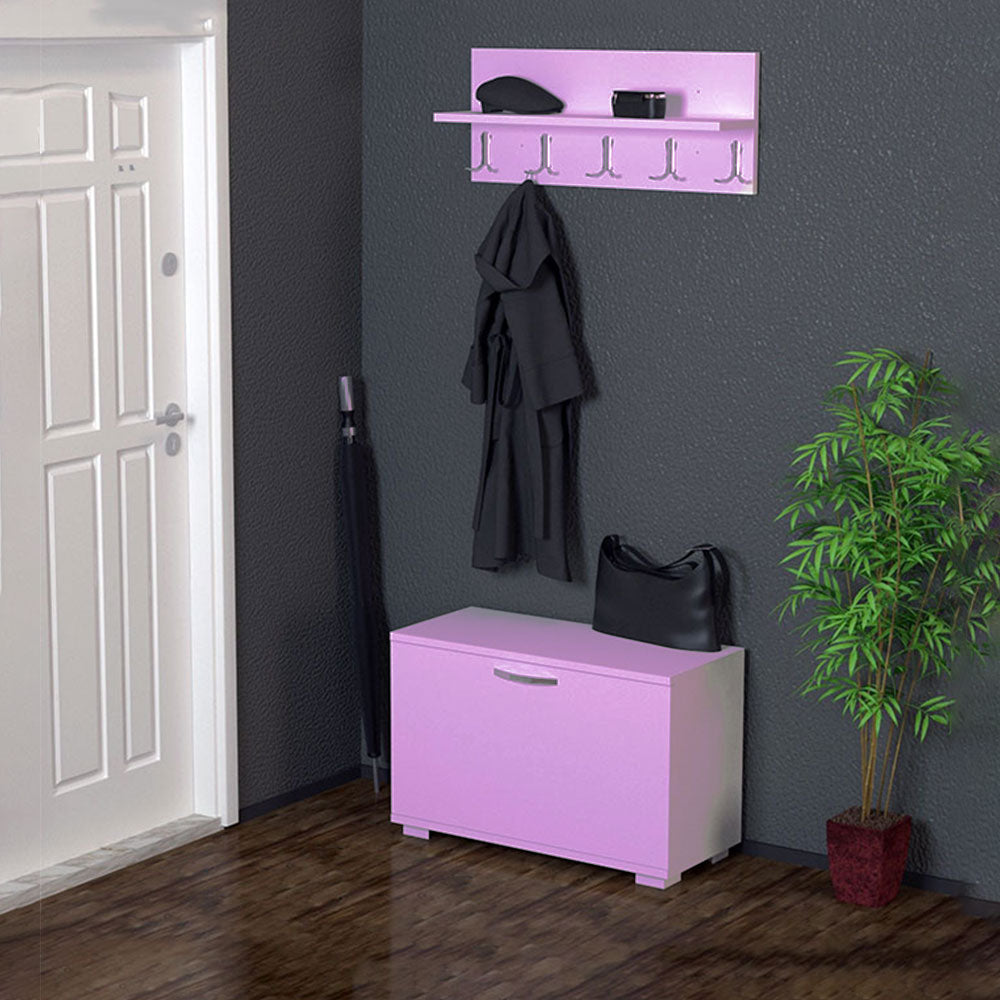 Porte Manteaux et Chaussures 2 en 1 Mauve Claire