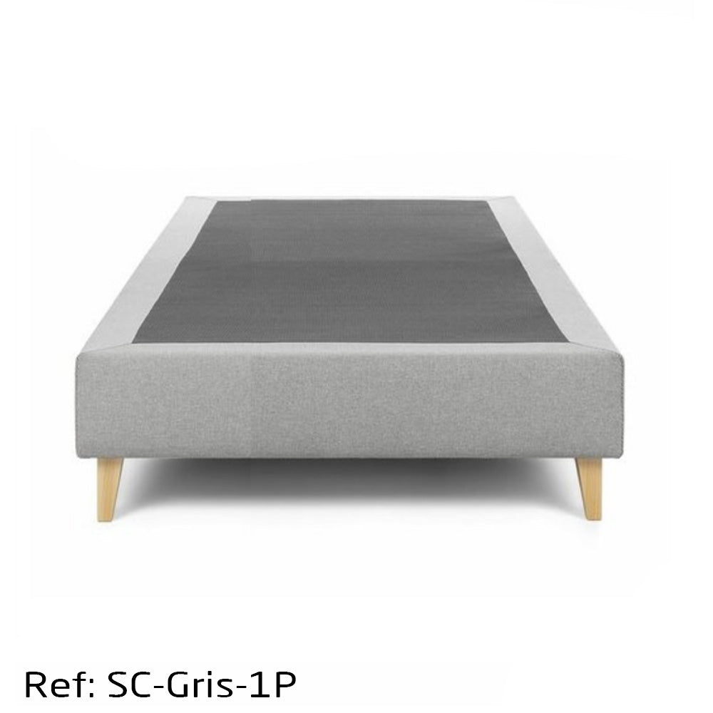 Sommier Capitonné Une Place Gris Tissu Anti-taches