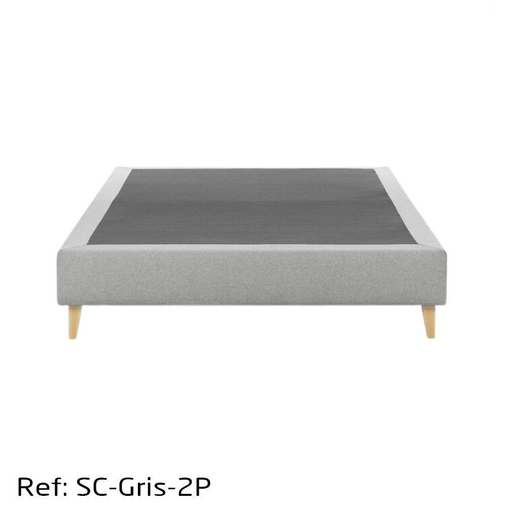 Sommier Capitonné Deux Places Gris Tissu Anti-taches